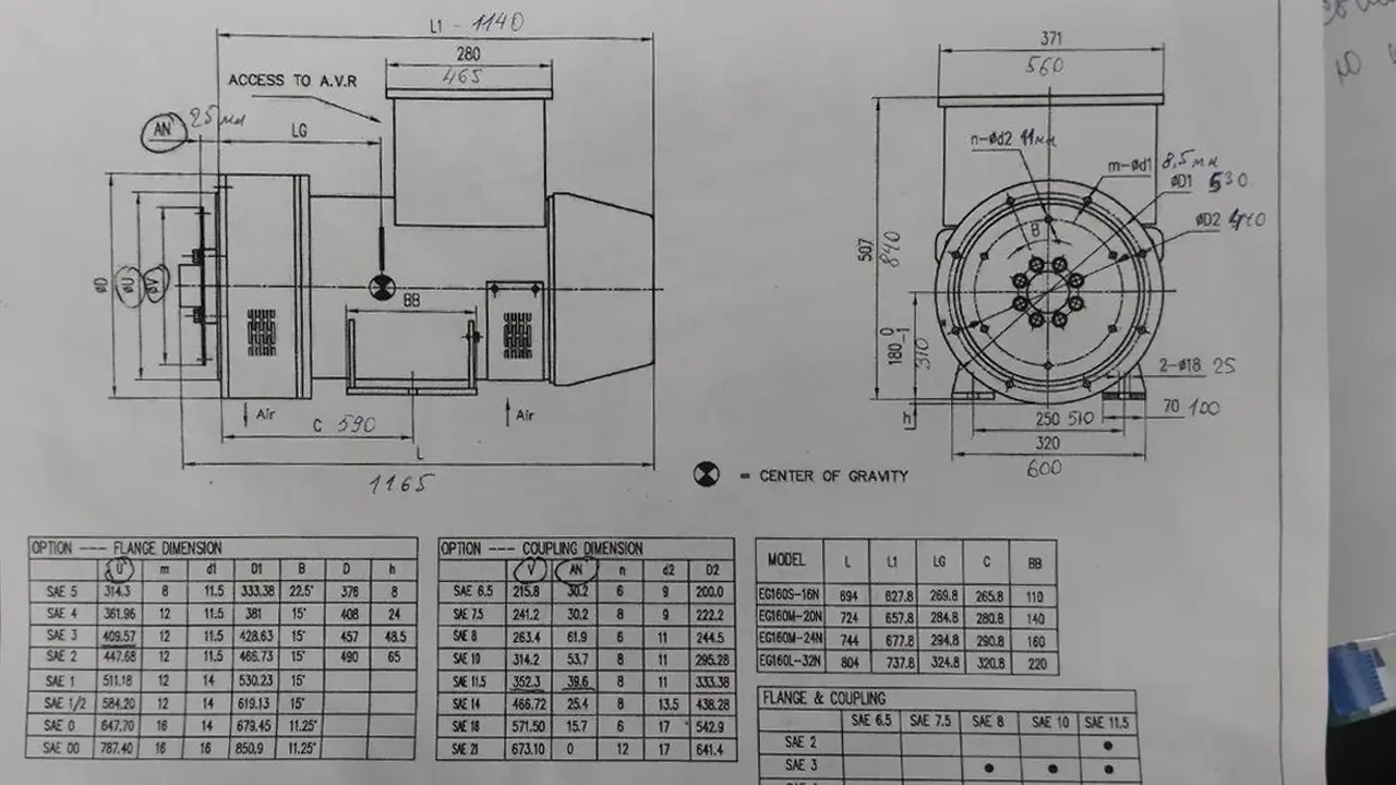 Схема 4-х полюсного трехфазного бесщёточного синхронного альтернатора